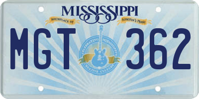 MS license plate MGT362