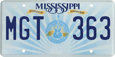 MS license plate MGT363