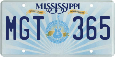 MS license plate MGT365