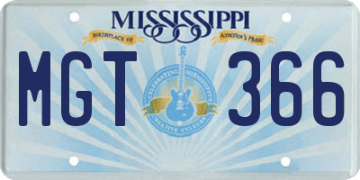 MS license plate MGT366