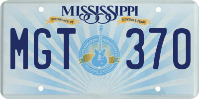 MS license plate MGT370