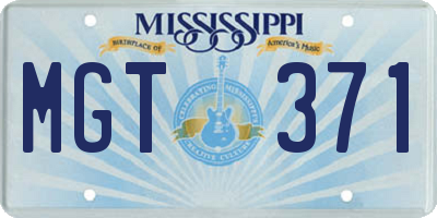 MS license plate MGT371
