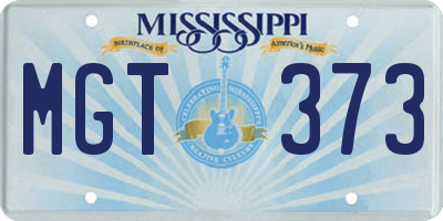 MS license plate MGT373