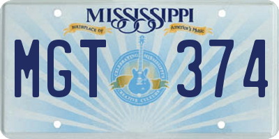 MS license plate MGT374