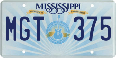 MS license plate MGT375