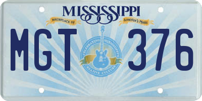 MS license plate MGT376