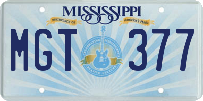 MS license plate MGT377