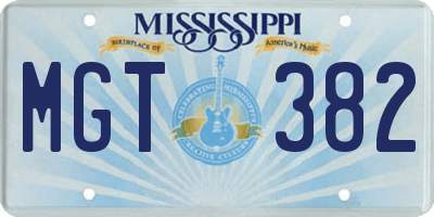 MS license plate MGT382