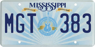 MS license plate MGT383