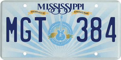 MS license plate MGT384