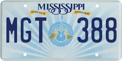 MS license plate MGT388