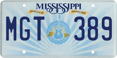 MS license plate MGT389