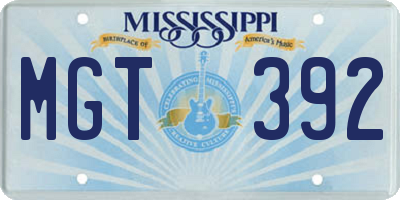 MS license plate MGT392