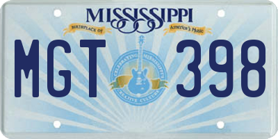 MS license plate MGT398