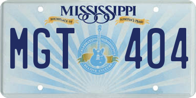 MS license plate MGT404