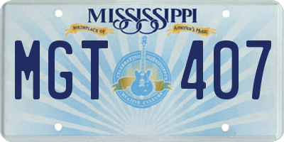 MS license plate MGT407