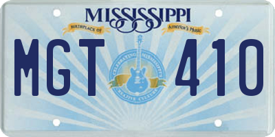 MS license plate MGT410
