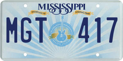 MS license plate MGT417