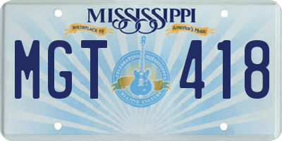 MS license plate MGT418