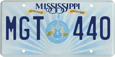 MS license plate MGT440