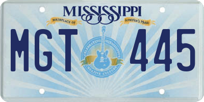 MS license plate MGT445
