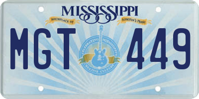 MS license plate MGT449