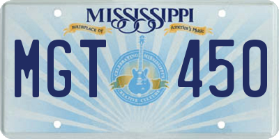 MS license plate MGT450