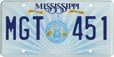 MS license plate MGT451