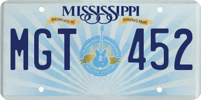 MS license plate MGT452