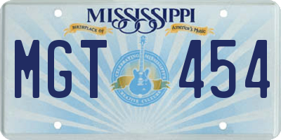 MS license plate MGT454