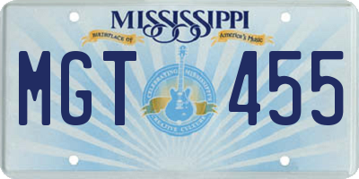 MS license plate MGT455