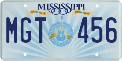 MS license plate MGT456