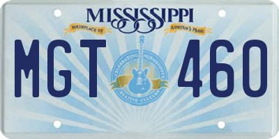 MS license plate MGT460
