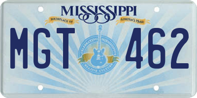 MS license plate MGT462