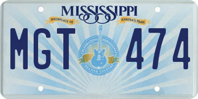 MS license plate MGT474