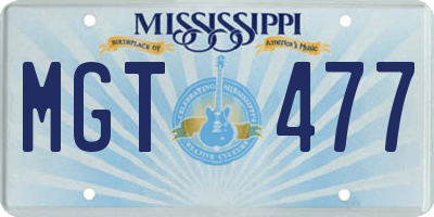 MS license plate MGT477