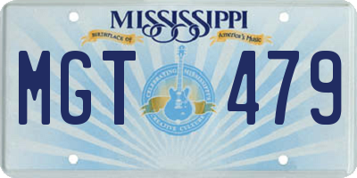 MS license plate MGT479