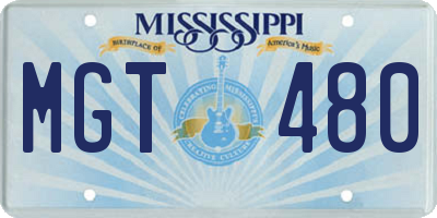 MS license plate MGT480