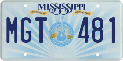 MS license plate MGT481