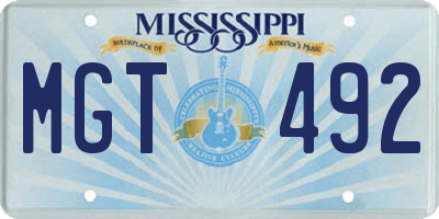 MS license plate MGT492
