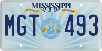 MS license plate MGT493