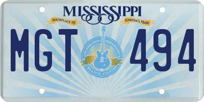 MS license plate MGT494