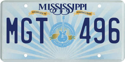 MS license plate MGT496