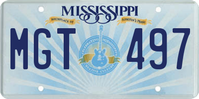 MS license plate MGT497
