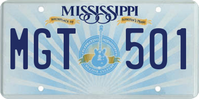 MS license plate MGT501