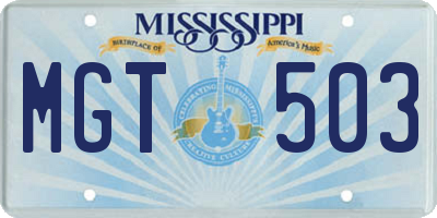 MS license plate MGT503