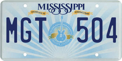 MS license plate MGT504