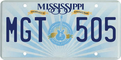 MS license plate MGT505