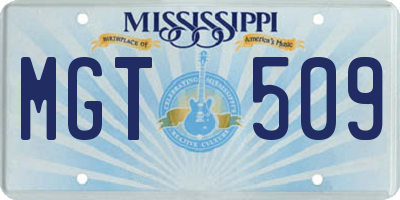 MS license plate MGT509