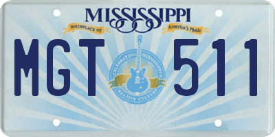 MS license plate MGT511